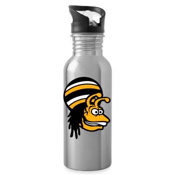 snail reggae music rasta hair hat Jamaica - Water bottle with straw - silver - Right