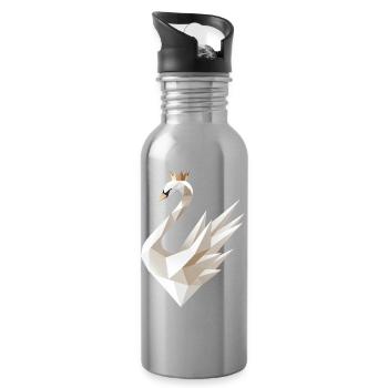 Cygne géométrique avec motif de couronne - Gourde avec paille intégrée - argent clair - Droite
