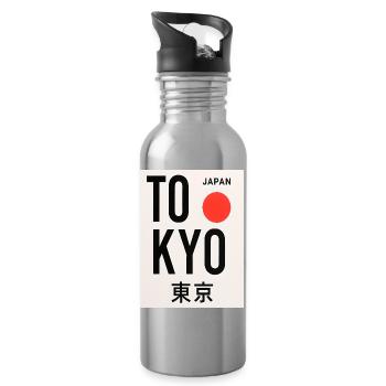 Style minimaliste de Tokyo avec soleil rouge - Gourde avec paille intégrée - argent clair - Droite