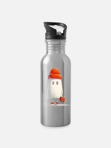 Beanie_Ghost - Trinkflasche mit integriertem Trinkhalm - Lightsilver