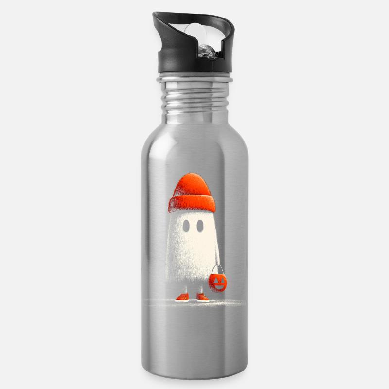 Beanie_Ghost - Trinkflasche mit integriertem Trinkhalm - Lightsilver