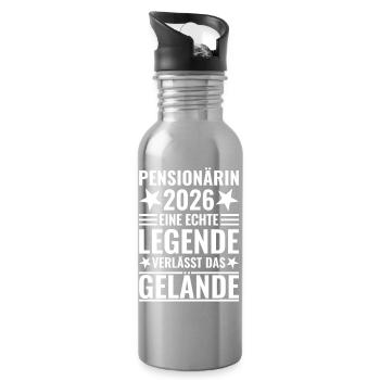 Pensionärin 2026 Eine Legende verlässt das Gelände - Trinkflasche mit integriertem Trinkhalm - Lightsilver - Rechts