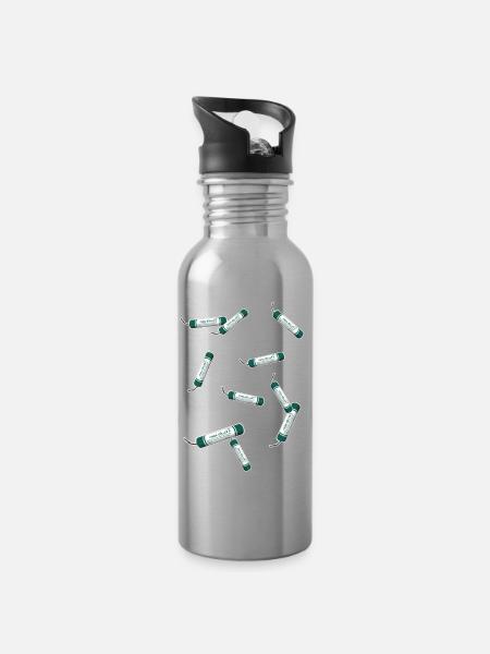 Pyro Böller - Trinkflasche mit integriertem Trinkhalm - Lightsilver