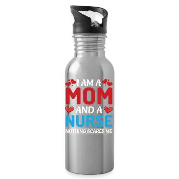 Mama und Pflegekraft Design - Trinkflasche mit integriertem Trinkhalm - Lightsilver - Rechts