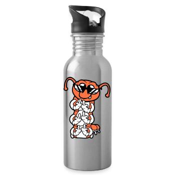 Raupe Mittelfinger Beleidigung Sonnenbrille Cool - Trinkflasche mit integriertem Trinkhalm - Lightsilver - Rechts