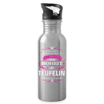 Eure Hoheit die Teufelin betritt den Raum - Trinkflasche mit integriertem Trinkhalm - Lightsilver - Rechts