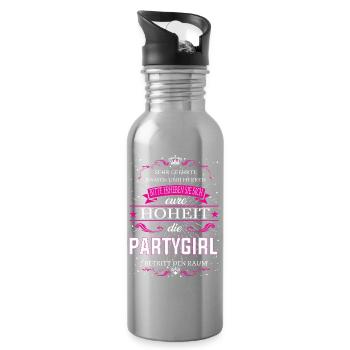 Eure Hoheit die Partygirl betritt den Raum - Trinkflasche mit integriertem Trinkhalm - Lightsilver - Rechts