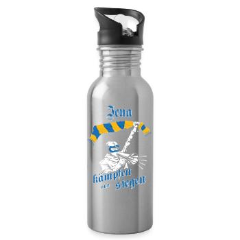 Jena_ _kaempfen_und_siegen_No - Water bottle with straw - silver - Right