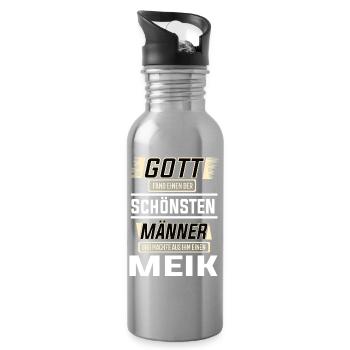 Meik der schönste Mann von Gott geformt Design - Trinkflasche mit integriertem Trinkhalm - Lightsilver - Rechts