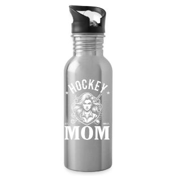 Hockey Mom Design – Stolz & Teamgeist - Gourde avec paille intégrée - argent clair - Droite