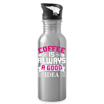 Coffee always a good idea - Trinkflasche mit integriertem Trinkhalm - Lightsilver - Rechts