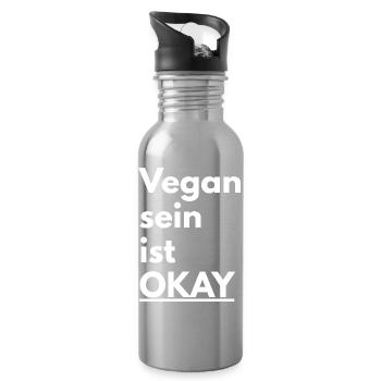 Spruch für den veganen Lebensstil - Trinkflasche mit integriertem Trinkhalm - Lightsilver - Rechts