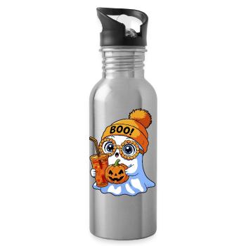 Little Halloween Ghost with Pumpkin Party Costume - Water bottle with straw - silver - Right