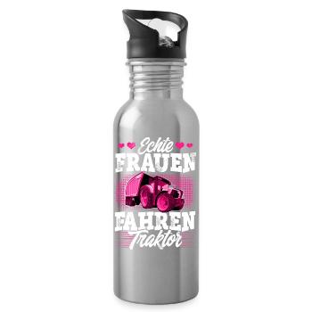 Traktor Landwirtin Frauen - Trinkflasche mit integriertem Trinkhalm - Lightsilver - Rechts