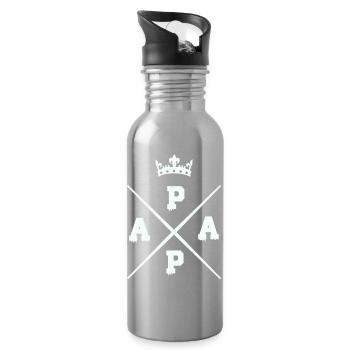Logo de la couronne de papa croisé - Gourde avec paille intégrée - argent clair - Droite