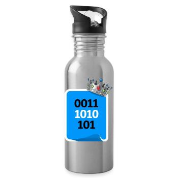 Binär-König - Trinkflasche mit integriertem Trinkhalm - Lightsilver - Rechts