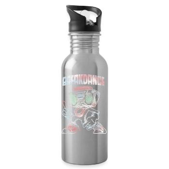 Breakdance Boombox Pastel Lineart streetart - Water bottle with straw - silver - Right