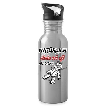 Natürlich denke ich oft an dich! - Voodoo Puppe - Trinkflasche mit integriertem Trinkhalm - Lightsilver - Rechts