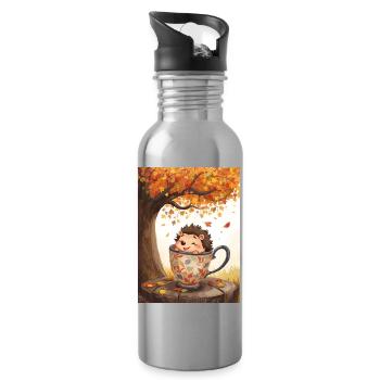 EC Hedgehog in Mug I Autumn I Holiday I Gift Idea - Water bottle with straw - silver - Right