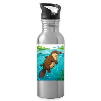 Platypus Australia's natural wonder - Water bottle with straw - silver - Right