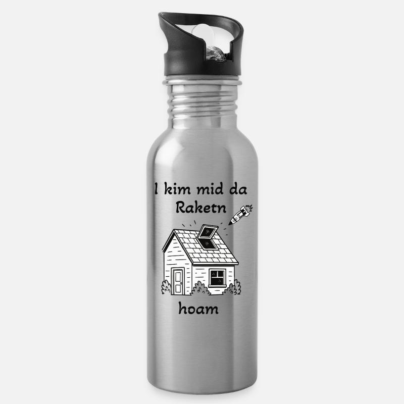 I kim mid da Raktn hoam - Trinkflasche mit integriertem Trinkhalm - Lightsilver