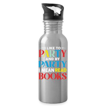 Bunte Leseparty Typo Design - Trinkflasche mit integriertem Trinkhalm - Lightsilver - Rechts