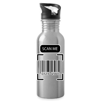 SCAN ME Barcode Funny Design - Water bottle with straw - silver - Right