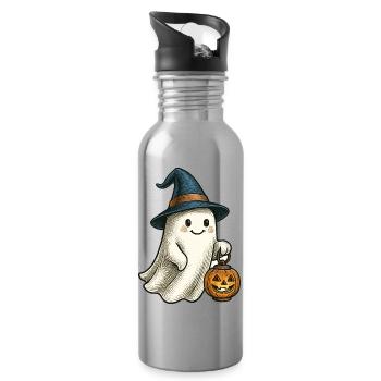 Mignon fantôme d’Halloween pour les enfants - Gourde avec paille intégrée - argent clair - Droite