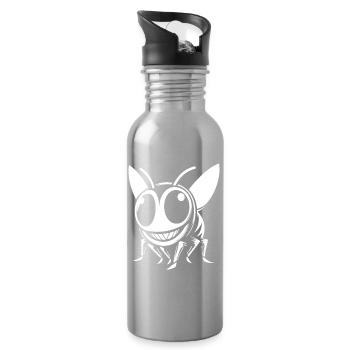 Funny Wasp Design – Comic Fun - Water bottle with straw - silver - Right