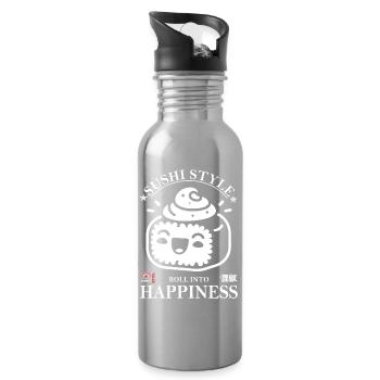 Sushi Style Design – Funny & Cute - Water bottle with straw - silver - Right