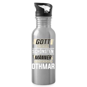 Othmar the Most Beautiful Man Shaped by God Design - Water bottle with straw - silver - Right