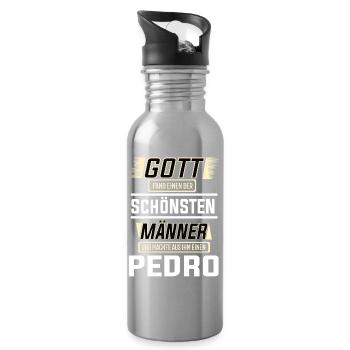 Pedro the Most Beautiful Man Shaped by God Design - Water bottle with straw - silver - Right