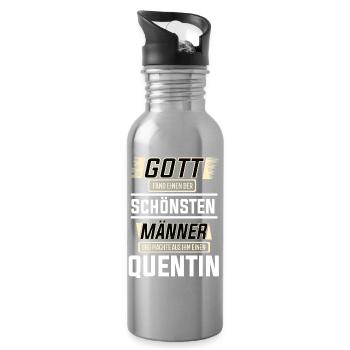 Quentin der schönste Mann von Gott geformt Design - Trinkflasche mit integriertem Trinkhalm - Lightsilver - Rechts