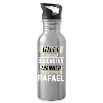 Rafael the Most Beautiful Man Shaped by God Design - Water bottle with straw - silver - Right