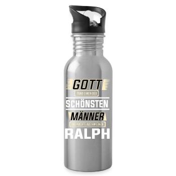Ralph the Most Beautiful Man Shaped by God Design - Water bottle with straw - silver - Right