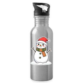 Bonhomme de neige - Gourde avec paille intégrée - argent clair - Droite