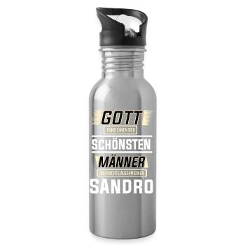 Sandro the Most Beautiful Man Shaped by God Design - Water bottle with straw - silver - Right