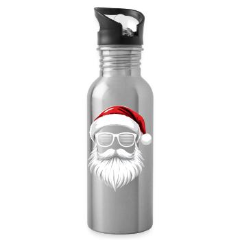 Weihnachtsmann Mit Sonnenbrille Santa Style - Trinkflasche mit integriertem Trinkhalm - Lightsilver - Rechts