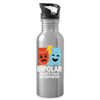 Bipolar What's Your Superpower – Statement Design - Water bottle with straw - silver - Right