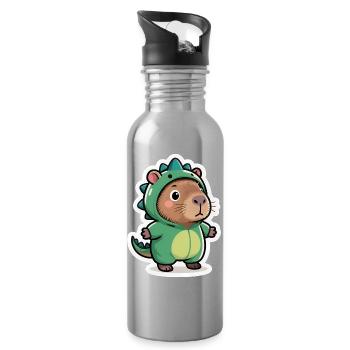 Dinosaure Dino Capybara - Gourde avec paille intégrée - argent clair - Droite