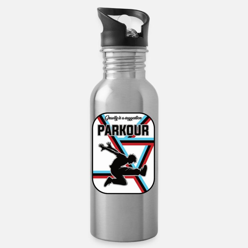Conception de parkour – La gravité est une suggestion - Gourde avec paille intégrée - argent clair