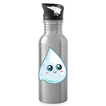 Luminous Kawaii Drop - Water bottle with straw - silver - Right