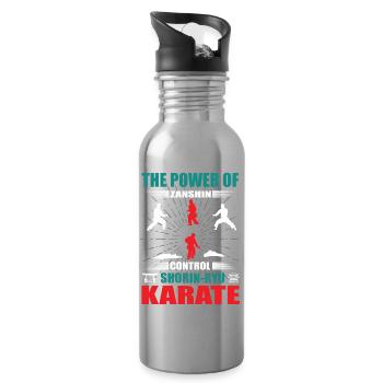 Shorin-Ryu Karate Zanshin Design - Trinkflasche mit integriertem Trinkhalm - Lightsilver - Rechts
