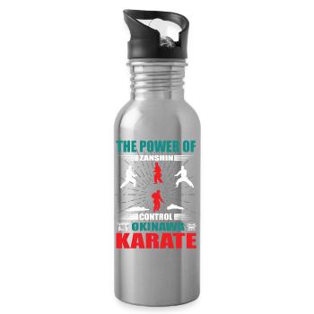 Okinawa Karate Zanshin Design - Trinkflasche mit integriertem Trinkhalm - Lightsilver - Rechts