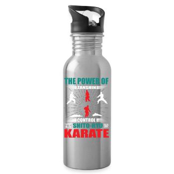 Shito-Ryu Karate Zanshin Design - Trinkflasche mit integriertem Trinkhalm - Lightsilver - Rechts