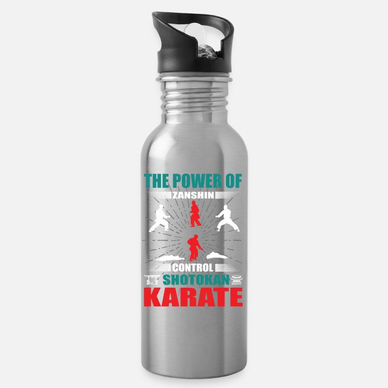 Shotokan Karate Zanshin Design - Water bottle with straw - silver