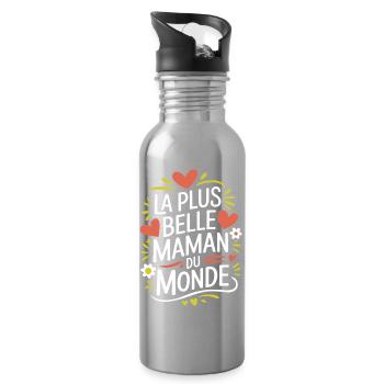 The Most Beautiful Mom in the World - Water bottle with straw - silver - Right