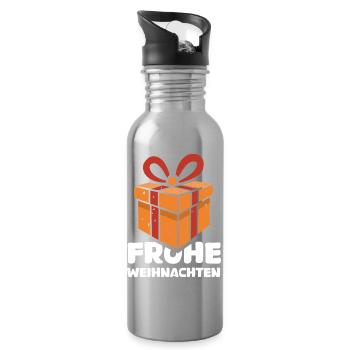 Frohe Weihnachten Geschenk Design - Trinkflasche mit integriertem Trinkhalm - Lightsilver - Rechts