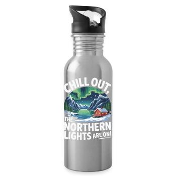 Chill Out - The Northern Lights Are On! - Water bottle with straw - silver - Right