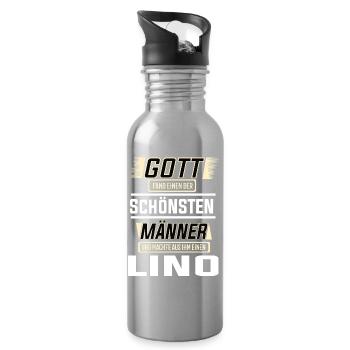 Lino the Most Beautiful Man Shaped by God Design - Water bottle with straw - silver - Right
